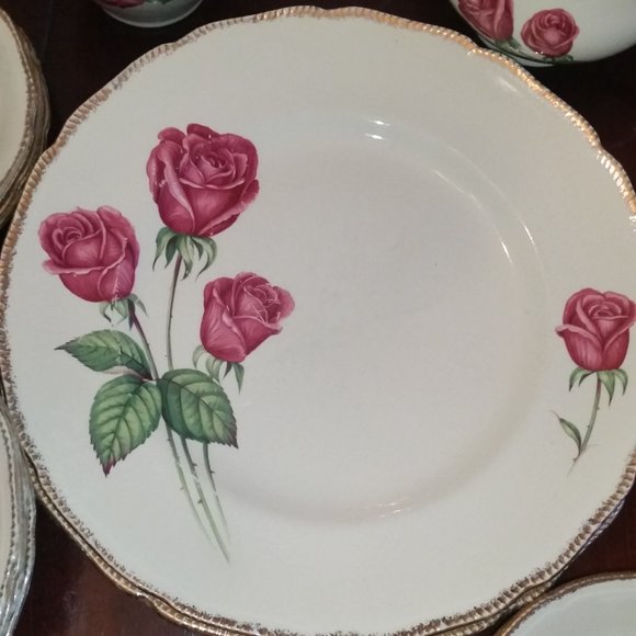 Vintage Anniversary Rose dishes Staffordshire England Royal Swan - Picture 2 of 9